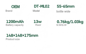 Batidora de Leche para Bebés 2 en 1 Compacta <span class=keywords><strong>y</strong></span> Silenciosa, Mezclador Eléctrico de Biberones con Luz Nocturna, Mezcla Suave para Uso Doméstico - Product Image 4