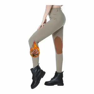 Pantaloni da equitazione da donna in pile foderati di cavallo calzoni invernali da donna toppa al ginocchio da donna pantaloni a cavallo con tasche