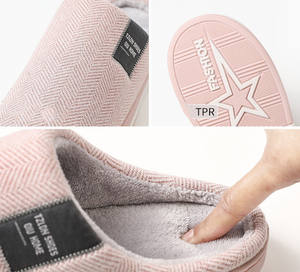 <span class=keywords><strong>Chaussons</strong></span> d'intérieur et d'extérieur en coton douillet pour hommes et femmes, avec semelle épaisse antidérapante, pour l'automne et l'hiver - Product Image 5