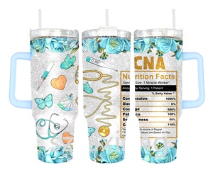 <span class=keywords><strong>Fuxiang</strong></span> fábrica precio más bajo 3D Día DE LAS Enfermeras 40oz Festival Vaso con paja tazas de coche de viaje de doble pared - Product Image 1