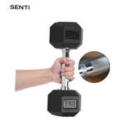 Haltères de fitness pour hommes SENTI ST-101 certifiés CE, en acier et caoutchouc, design hexagonal, poignée antidérapante, vente en gros