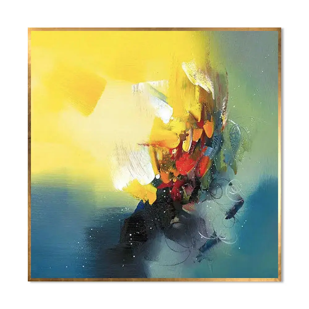 Pittura a olio astratta su tela con colori freschi di alta qualità, dipinta a mano, moderna pittura a olio di colore chiaro per soggiorno