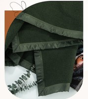 Couverture en laine verte militaire couverture douce et chaude couverture de canapé de couleur unie contenant des fibres conductrices antistatique