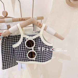 TianMaoJia Girls Plaid Suspender Set Cotton Vest Skirt Two Piece Summer Outfit 23/S - Product Image 2