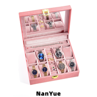 Boîte à bijoux multifonctionnelle personnalisable en cuir PU avec miroir, pour ranger bagues, boucles d'oreilles, colliers, montres, accessoires, boîte cadeau