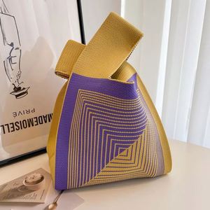 Sac à main élégant en tricot pour femme, sac fourre-tout à porter à l'épaule, pochette à nœud, sac à main portable, sac de shopping - Product Image 1