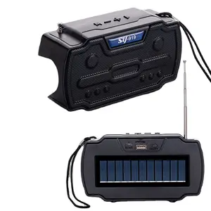 便携式太阳能充电BT扬声器立体声低音炮户外音乐盒带手电筒调频收音机无线扬声器