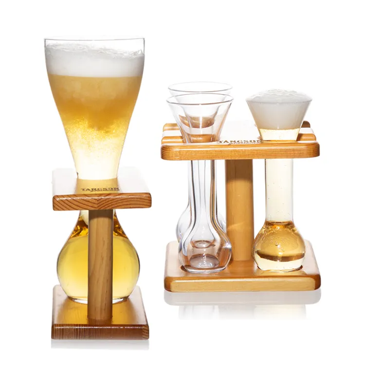 Series 5 Glass Set with Wood Stand Promotion Beer Glass Set