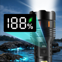 Lampe torche LED laser blanche, Power Bank, Type-C, double éclairage latéral COB, zoom 1000M, écran LCD, torche tactique rechargeable