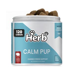 Friandises apaisantes pour chiens, marque privée OEM/ODM, favorisant la relaxation et le soulagement de l'anxiété, compléments alimentaires pour animaux de compagnie - Product Image 1