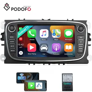 Podofo Android 13 araba radyo 7 ''1 + 32GB/2 + 64GB Carplay Android oto GPS WiFi BT FM RDS HiFi için Ford/Focus/Mondeo Autoradio