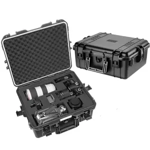 GD5022 koper perjalanan plastik keras hitam kecil tahan air antiguncangan kotak peralatan