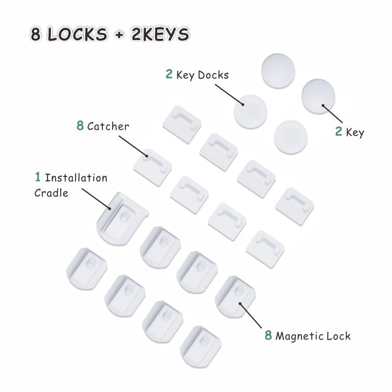 Bianco - 8 serrature 2 chiavi