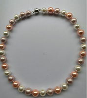 Collar anudado con perlas naturales de 12mm para mujer, colorido, venta al por mayor