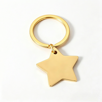 Porte-clés en acier inoxydable poli brillant, finition antique, en forme d'étoile, meilleurs porte-clés en métal