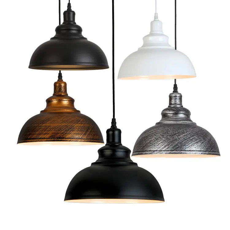 Industrial pendant light modern nordic bar dining room kitchen home chandelier E27 black metal shade