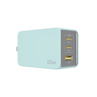 Cargador GaN de Alta Velocidad de 65 W, Tipo C, 3 Puertos, Adaptador de Viaje Multipuerto, Enchufe para Reino Unido y Estados Unidos, Carga Súper Rápida USB-C para Teléfono Móvil MacBook
