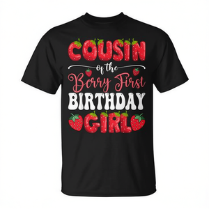 T-shirt Cousin Of The Berry pour la première fille de la famille, motif fraise, 1er anniversaire - Product Image 2