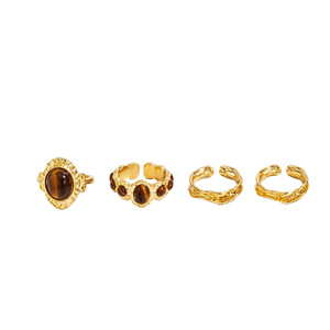 Fashionable Retro Court Style Gemstone <b>Open</b> <b>Ring</b> Set For Women Party Jewelry - Product Image 5