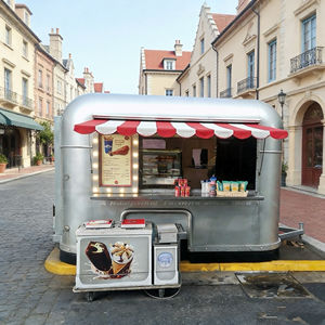 Carrito de Comida Móvil de Acero Inoxidable y Aluminio con Espejo, Carrito de Helados y Dulces, Camión de Comida, Remolque de Concesión - Product Image 3