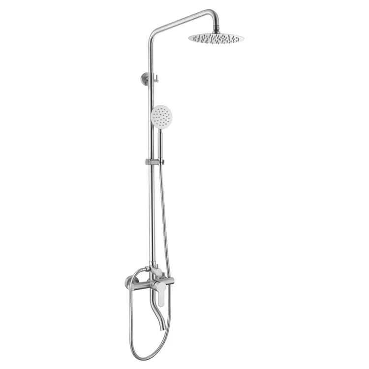 Classic 3 way stainless steel brushed bath shower faucets sets Hot Cold wall mounted shower fixtures mixers sets with hand