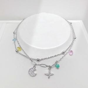 Pulsera de plata de ley 925 con diseño de animalito, elegante nudo, color minimalista, macramé, hecha a mano, con piedras de colores para niñas. - Product Image 1