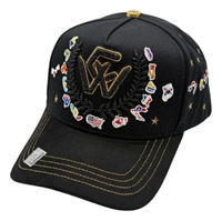 Topi Bisbol Bordir Peta Bendera Multi-Negara Logo W Berhias Berlian Imitasi, Topi Hard Crown Hitam Cup 2026, Bintang Emas, Grosir