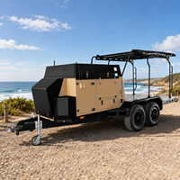 Caravane de type australien tout-terrain avec plateau et pont extérieur pour les voyages en pleine nature
