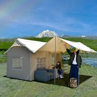 Tente de glamping gonflable portable HISPEED pour l'extérieur, tissu Oxford/coton PVC, utilisation quatre saisons, capacité 4-6 personnes, une chambre