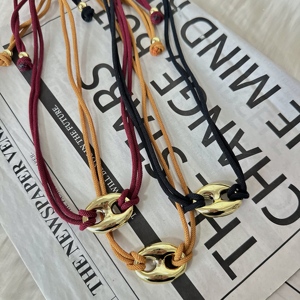 Collana con Ciondolo a Naso di Maiale di Design, Placcata in Oro 18k, Catena con Cordino Colorato, Set di Gioielli per Donne - Product Image 5