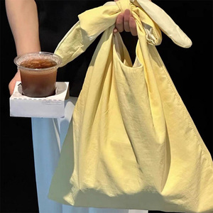 Tùy chỉnh Hữu Cơ bông vải <span class=keywords><strong>Polyester</strong></span> Túi mua sắm màu sắc đồng bằng Vai Túi thời trang trống Tote <span class=keywords><strong>Bag</strong></span> với Bow xử lý & logo - Product Image 3