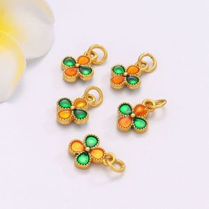 Pendentif trèfle à quatre feuilles en émail doré, breloque en forme de fleur, accessoire de bijouterie pour bracelet et collier DIY, unisexe, usage quotidien - Product Image 3
