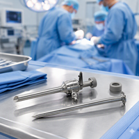 Ensemble de trocaires laparoscopiques réutilisables avec canules à capuchon rabattable 5 mm et 10 mm, avec joint en silicone pour chirurgie abdominale, instrument en acier inoxydable