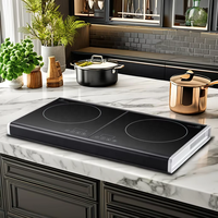 Cuisinière infrarouge électrique portable double 3000 watts avec commande tactile, 2 brûleurs, pour usage domestique, compatible Hotpot, écologique