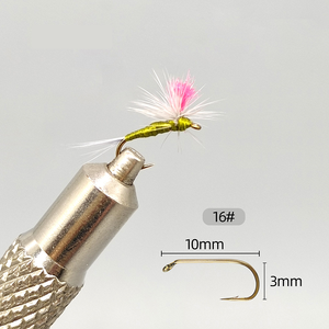 Leurres de pêche à la mouche secs professionnels Hi-Viz Parachute Adams # 16 leurres flottants à haute visibilité noués à la main pour la pêche à la truite, au chub et au grayling - Product Image 2