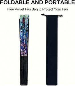 Abanico de Mano Grande con Diseño de Ángel para Fiestas de Halloween y Navidad, Ecológico, de Bambú, con Impresión UV, Tallado, Publicitario, Tradicional, en Oferta - Product Image 3