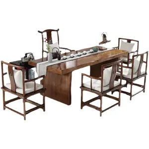 YQJENMW新しい中国の無垢材のティーテーブルログモダンティーテーブルと椅子の組み合わせ