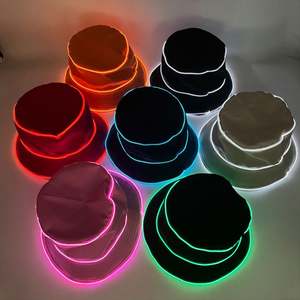 Casquette de pêcheur lumineuse à LED personnalisée avec logo, chapeau de pêcheur brodé avec logo imprimé, casquette unisexe de couleur unie à visière plate - Product Image 1