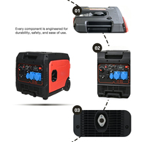 Générateur d'urgence silencieux à essence 6,2 kW CC 230 V, double démarrage, moteur sans balais tout cuivre, pour chantiers extérieurs, OEM