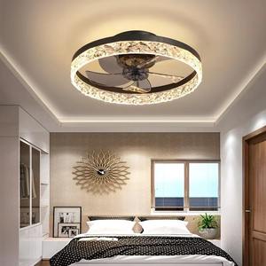 Ventilateur de plafond LED blanc avec commande par application, variateur d'intensité, 6 vitesses de ventilation, minuterie, lampe de plafond ronde pour maison, chambre, salon, cuisine - Product Image 2