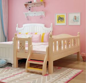 AILICHEN Solid Wood Children's Bed Boy Single Bed Girl Princess <strong>Crib</strong> Stitching <strong>Big</strong> Bed - Product Image 3