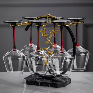 ชั้นวางไวน์ทันสมัยพร้อมขาตั้งโลหะลายดอกไม้สำหรับตกแต่งงานปาร์ตี้ ที่วางแก้วแบบคว่ำทนทานรูปทรงสี่เหลี่ยมผืนผ้า - Product Image 1