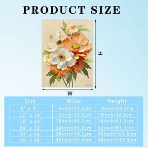Impasto Thick Texture Orange White Poppy <b>Abstract</b> Geometric Modern <b>Canvas</b> Wall Art Hand Painted Flower Oil Painting Bedroom - Product Image 5