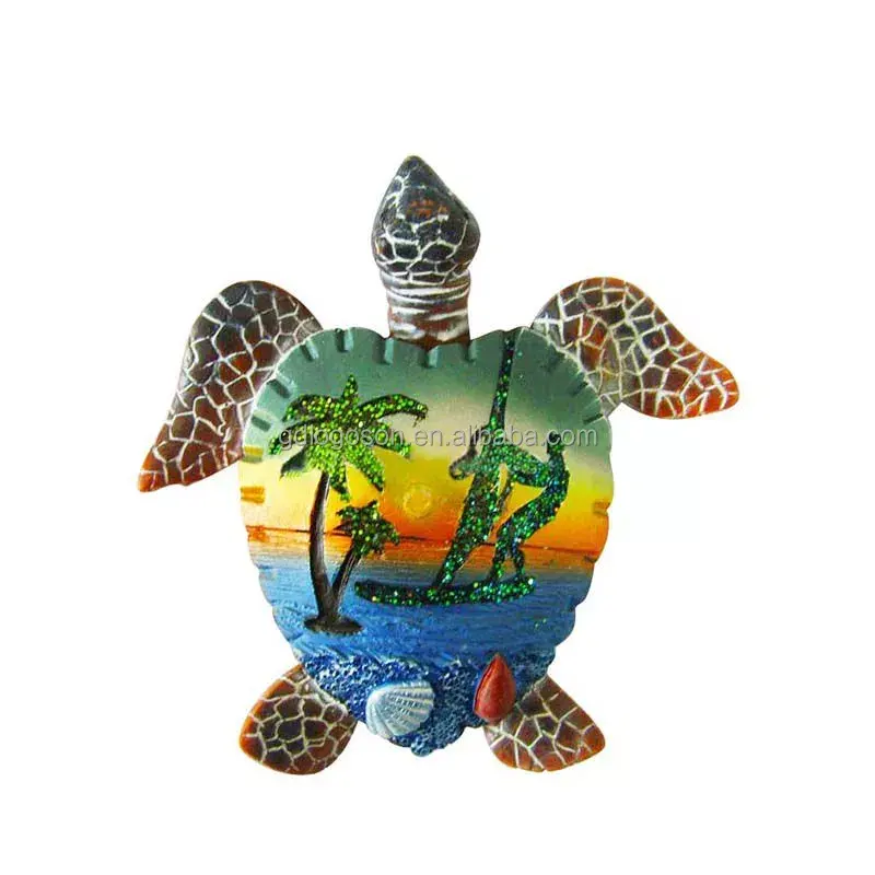 Fiji Cancun Mexico Souvenirs Tropisch Eiland Strand Koelkast Magneet Polyresin 3d Zeeschildpad Vorm Magneten