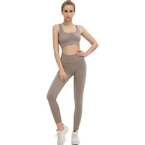 Benutzer definiertes Logo Hot Solid Color Mode Active wear Kleidung Sexy Yoga Sport Top Gym Wear Workout Frauen Yoga Gym Fitness-Sets