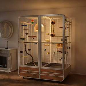 Cage à oiseaux spacieuse, volière, cage à oiseaux ventilée sur 4 côtés, grande cage à oiseaux en métal avec porte, tiroir de rangement et mangeoire en acier inoxydable - Product Image 4