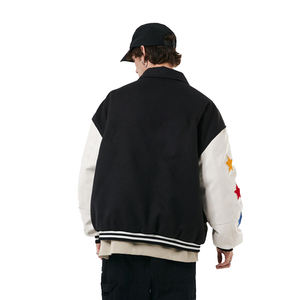 Blouson de baseball ample brodé et imprimé OEM, personnalisé blanc pour <span class=keywords><strong>homme</strong></span>, style universitaire, pour couple - Product Image 2