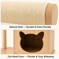 Grand arbre à chat 158 cm, structure d'escalade multi-niveaux pour chat, poteau à gratter en sisal, hamac, grotte en forme de tête de chat, contreplaqué