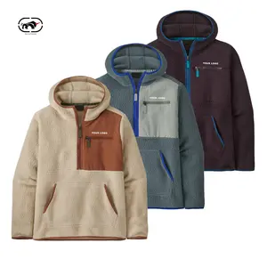 2024 Jaqueta de lã Sherpa masculina de inverno com meio zip logotipo personalizado jaqueta de lã de pelúcia grossa solta