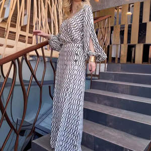 Enyami เสื้อแขนยาวคอวีสำหรับผู้หญิง, กางเกงขายาวเอวสูงกางเกงขากว้างแฟชั่นสองชิ้นเข้าคู่กันชุด oufite 2ชิ้น - Product Image 5